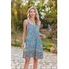 imageZeagoo Womens Summer Dress 2025 Loose Sleeveless Tshirt Dress V Neck Mini Dress Beach Sundress with PocketsBlue Yellow Floral