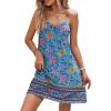 imageZeagoo Womens Summer Dress 2025 Loose Sleeveless Tshirt Dress V Neck Mini Dress Beach Sundress with PocketsBlue Yellow Floral