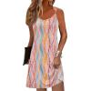 imageZeagoo Womens Summer Dress 2025 Loose Sleeveless Tshirt Dress V Neck Mini Dress Beach Sundress with PocketsGeometry Print