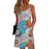 imageZeagoo Womens Summer Dress 2025 Loose Sleeveless Tshirt Dress V Neck Mini Dress Beach Sundress with PocketsMandala Floral