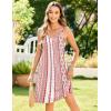 imageZeagoo Womens Summer Dress 2025 Loose Sleeveless Tshirt Dress V Neck Mini Dress Beach Sundress with PocketsRed White Stripe