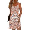 imageZeagoo Womens Summer Dress 2025 Loose Sleeveless Tshirt Dress V Neck Mini Dress Beach Sundress with PocketsWhite Red Floral