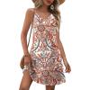 imageZeagoo Womens Summer Dress 2025 Loose Sleeveless Tshirt Dress V Neck Mini Dress Beach Sundress with PocketsWhite Red Floral