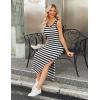 imageZeagoo Women Summer Striped Knit Dress Casual Sleeveless Crewneck Bodycon Side Slit Sundress Midi Tank Ribbed Sweater DressesBlack and White Striped