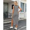 imageZeagoo Women Summer Striped Knit Dress Casual Sleeveless Crewneck Bodycon Side Slit Sundress Midi Tank Ribbed Sweater DressesBlack and White Striped