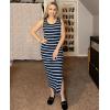 imageZeagoo Women Summer Striped Knit Dress Casual Sleeveless Crewneck Bodycon Side Slit Sundress Midi Tank Ribbed Sweater DressesNavy and White Striped