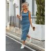 imageZeagoo Women Summer Striped Knit Dress Casual Sleeveless Crewneck Bodycon Side Slit Sundress Midi Tank Ribbed Sweater DressesNavy and White Striped