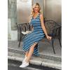 imageZeagoo Women Summer Striped Knit Dress Casual Sleeveless Crewneck Bodycon Side Slit Sundress Midi Tank Ribbed Sweater DressesNavy and White Striped