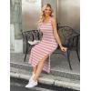 imageZeagoo Women Summer Striped Knit Dress Casual Sleeveless Crewneck Bodycon Side Slit Sundress Midi Tank Ribbed Sweater DressesPink and White Striped