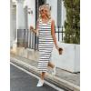 imageZeagoo Women Summer Striped Knit Dress Casual Sleeveless Crewneck Bodycon Side Slit Sundress Midi Tank Ribbed Sweater DressesWhite and Black Striped