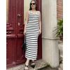 imageZeagoo Women Summer Striped Knit Dress Casual Sleeveless Crewneck Bodycon Side Slit Sundress Midi Tank Ribbed Sweater DressesWhite and Black Striped