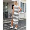 imageZeagoo Women Summer Striped Knit Dress Casual Sleeveless Crewneck Bodycon Side Slit Sundress Midi Tank Ribbed Sweater DressesWhite and Black Striped