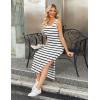 imageZeagoo Women Summer Striped Knit Dress Casual Sleeveless Crewneck Bodycon Side Slit Sundress Midi Tank Ribbed Sweater DressesWhite and Black Striped