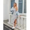 imageZeagoo Women Summer Striped Knit Dress Casual Sleeveless Crewneck Bodycon Side Slit Sundress Midi Tank Ribbed Sweater DressesWhite and Black Striped