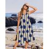 imageZeagoo Womens Casual Dress for Summer Tank Dress Loose Flowy Beach Dress with Pockets Hankerchief Flare Midi Sundress 2025Apricot