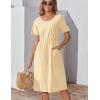 imageZeagoo Womens Summer Midi Dress Casual Short Sleeve ALine Cotton Linen Dress Flowly Beach Tunic Sundresses with Pockets 2025Beige
