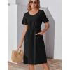 imageZeagoo Womens Summer Midi Dress Casual Short Sleeve ALine Cotton Linen Dress Flowly Beach Tunic Sundresses with Pockets 2025Black