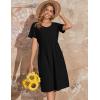 imageZeagoo Womens Summer Midi Dress Casual Short Sleeve ALine Cotton Linen Dress Flowly Beach Tunic Sundresses with Pockets 2025Black