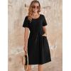 imageZeagoo Womens Summer Midi Dress Casual Short Sleeve ALine Cotton Linen Dress Flowly Beach Tunic Sundresses with Pockets 2025Black