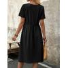 imageZeagoo Womens Summer Midi Dress Casual Short Sleeve ALine Cotton Linen Dress Flowly Beach Tunic Sundresses with Pockets 2025Black