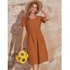imageZeagoo Womens Summer Midi Dress Casual Short Sleeve ALine Cotton Linen Dress Flowly Beach Tunic Sundresses with Pockets 2025Caramel