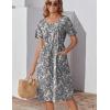 imageZeagoo Womens Summer Midi Dress Casual Short Sleeve ALine Cotton Linen Dress Flowly Beach Tunic Sundresses with Pockets 2025White Floral