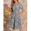 imageZeagoo Womens Summer Midi Dress Casual Short Sleeve ALine Cotton Linen Dress Flowly Beach Tunic Sundresses with Pockets 2025White Floral