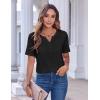 imageZeagoo Womens Summer Tops Casual Short Sleeve V Neck Shirts Business Dressy Work BlousesBlack