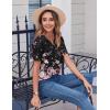 imageZeagoo Womens Summer Tops Casual Short Sleeve V Neck Shirts Business Dressy Work BlousesFloral Black Multi