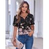 imageZeagoo Womens Summer Tops Casual Short Sleeve V Neck Shirts Business Dressy Work BlousesFloral Black Multi