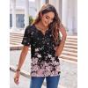 imageZeagoo Womens Summer Tops Casual Short Sleeve V Neck Shirts Business Dressy Work BlousesFloral Black Multi