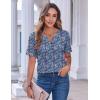imageZeagoo Womens Summer Tops Casual Short Sleeve V Neck Shirts Business Dressy Work BlousesFloral Blue Multi