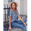 imageZeagoo Womens Summer Tops Casual Short Sleeve V Neck Shirts Business Dressy Work BlousesFloral Blue Multi