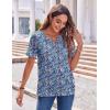 imageZeagoo Womens Summer Tops Casual Short Sleeve V Neck Shirts Business Dressy Work BlousesFloral Blue Multi