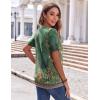 imageZeagoo Womens Summer Tops Casual Short Sleeve V Neck Shirts Business Dressy Work BlousesFloral Green