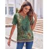 imageZeagoo Womens Summer Tops Casual Short Sleeve V Neck Shirts Business Dressy Work BlousesFloral Green