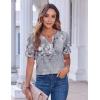 imageZeagoo Womens Summer Tops Casual Short Sleeve V Neck Shirts Business Dressy Work BlousesFloral Grey