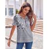 imageZeagoo Womens Summer Tops Casual Short Sleeve V Neck Shirts Business Dressy Work BlousesFloral Grey
