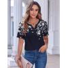imageZeagoo Womens Summer Tops Casual Short Sleeve V Neck Shirts Business Dressy Work BlousesFloral Navy