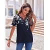 imageZeagoo Womens Summer Tops Casual Short Sleeve V Neck Shirts Business Dressy Work BlousesFloral Navy