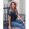 imageZeagoo Womens Summer Tops Casual Short Sleeve V Neck Shirts Business Dressy Work BlousesFloral Navy