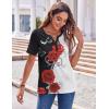 imageZeagoo Womens Summer Tops Casual Short Sleeve V Neck Shirts Business Dressy Work BlousesFloral Red Black