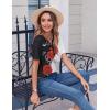 imageZeagoo Womens Summer Tops Casual Short Sleeve V Neck Shirts Business Dressy Work BlousesFloral Red Black