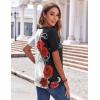 imageZeagoo Womens Summer Tops Casual Short Sleeve V Neck Shirts Business Dressy Work BlousesFloral Red Black