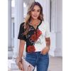 imageZeagoo Womens Summer Tops Casual Short Sleeve V Neck Shirts Business Dressy Work BlousesFloral Red Black