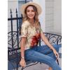 imageZeagoo Womens Summer Tops Casual Short Sleeve V Neck Shirts Business Dressy Work BlousesFloral Red Brown