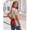 imageZeagoo Womens Summer Tops Casual Short Sleeve V Neck Shirts Business Dressy Work BlousesFloral Red Brown