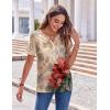 imageZeagoo Womens Summer Tops Casual Short Sleeve V Neck Shirts Business Dressy Work BlousesFloral Red Brown