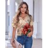 imageZeagoo Womens Summer Tops Casual Short Sleeve V Neck Shirts Business Dressy Work BlousesFloral Red Brown