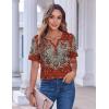 imageZeagoo Womens Summer Tops Casual Short Sleeve V Neck Shirts Business Dressy Work BlousesFloral Red Multi